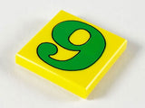 LEGO 3068pb2446 Tile 2 x 2 with Number  6 / 9 Green Pattern - Main Product Image