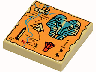 LEGO 3068px21 Tile 2 x 2 with Map Orange and Hieroglyphs, 20 Pattern - Main Product Image