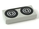 LEGO 3069p02 Tile 1 x 2 with Black Tape Reels Pattern - Main Product Image