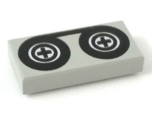 LEGO 3069p02 Tile 1 x 2 with Black Tape Reels Pattern - Main Product Image