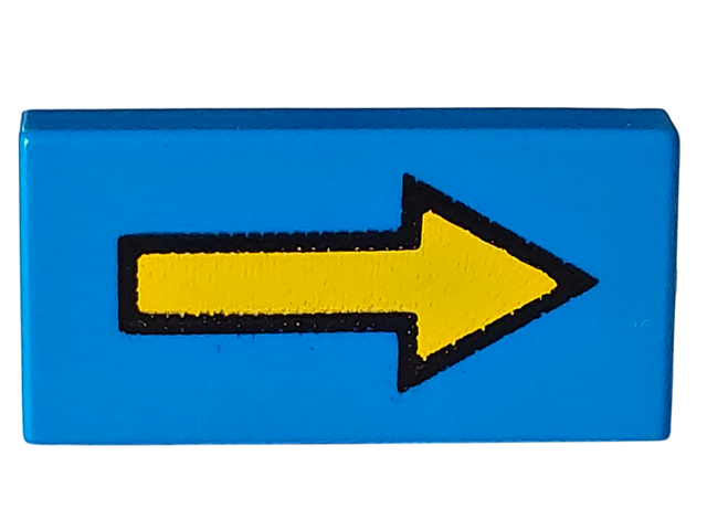 LEGO 3069p06 Tile 1 x 2 with Yellow Arrow Long with Black Outline Pattern - Main Product Image