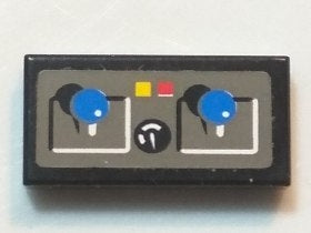 LEGO 3069pb0073 Tile 1 x 2 with Blue Joysticks, Buttons, Knob Pattern (Sticker) - Set 8229 - Main Product Image