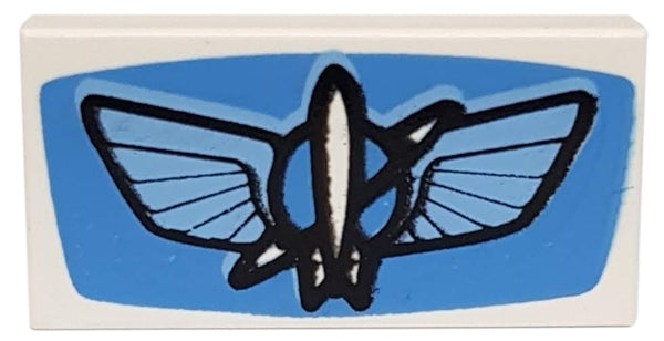 LEGO 3069pb0113 Tile 1 x 2 with Planet with Wings and Rocket Pattern - Main Product Image