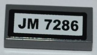 LEGO 3069pb0198 Tile 1 x 2 with &#39;JM 7286&#39; Pattern (Sticker) - Set 7286 - Main Product Image