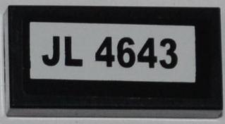 LEGO 3069pb0210 Tile 1 x 2 with &#39;JL 4643&#39; Pattern (Sticker) - Set 4643 - Main Product Image