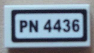 LEGO 3069pb0223 Tile 1 x 2 with &#39;PN 4436&#39; Pattern (Sticker) - Set 4436 - Main Product Image
