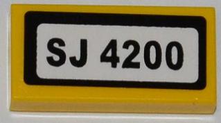 LEGO 3069pb0239 Tile 1 x 2 with &#39;SJ 4200&#39; Pattern (Sticker) - Set 4200 - Main Product Image