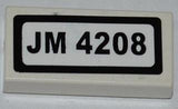 LEGO 3069pb0244 Tile 1 x 2 with &#39;JM 4208&#39; Pattern (Sticker) - Set 4208 - Main Product Image
