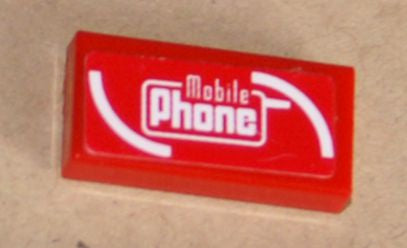 LEGO 3069pb0271 Tile 1 x 2 with White &#39;Mobile Phone&#39; Pattern (Sticker) - Set 8130 - Main Product Image