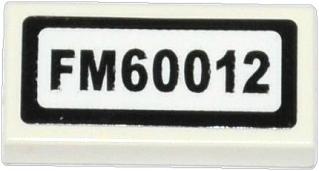 LEGO 3069pb0283 Tile 1 x 2 with &#39;FM60012&#39; Pattern (Sticker) - Set 60012 - Main Product Image