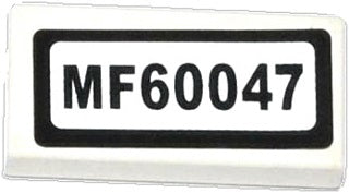 LEGO 3069pb0341 Tile 1 x 2 with &#39;MF60047&#39; Pattern (Sticker) - Set 60047 - Main Product Image