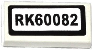LEGO 3069pb0365 Tile 1 x 2 with &#39;RK60082&#39; Pattern (Sticker) - Set 60082 - Main Product Image