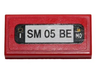 LEGO 3069pb0418 Tile 1 x 2 with &#39;SM 05 BE&#39; Pattern (Sticker) - Set 40191 - Main Product Image