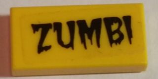 LEGO 3069pb0437 Tile 1 x 2 with Black Dripping &#39;ZUMBI&#39; Pattern (Sticker) - Set 5973 - Main Product Image