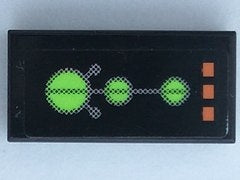 LEGO 3069pb0528 Tile 1 x 2 with Orange Lights and Lime Circuit Pattern (Sticker) - Set 7645 - Main Product Image