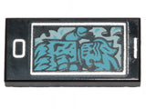 LEGO 3069pb0724 Tile 1 x 2 with Cell Phone / Smartphone and Medium Azure Ghost Pattern - Main Product Image