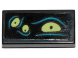 LEGO 3069pb0792 Tile 1 x 2 with Yellowish Green Eyes and Dark Azure Lines Pattern 1 (Sticker) - Set 70433 - Main Product Image