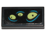 LEGO 3069pb0793 Tile 1 x 2 with Yellowish Green Eyes and Dark Azure Lines Pattern 1 (Sticker) - Set 70433 - Main Product Image