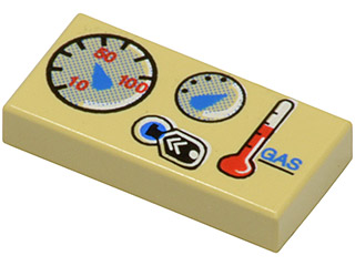 LEGO 3069px23 Tile 1 x 2 with Car Gauges Pattern - Main Product Image