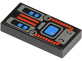 LEGO 3069px28 Tile 1 x 2 with Spyrius Blue Screen, Silver and Red Panel Pattern - Main Product Image