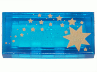 LEGO 3069px39 Tile 1 x 2 with Gold Stars Pattern - Main Product Image