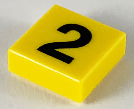LEGO 3070p02 Tile 1 x 1 with Black Number 2 Pattern - Main Product Image