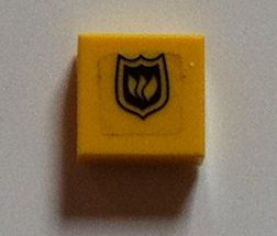 LEGO 3070pb054 Tile 1 x 1 with Black Fire Logo Badge Pattern (Sticker) - Set 7240 - Main Product Image