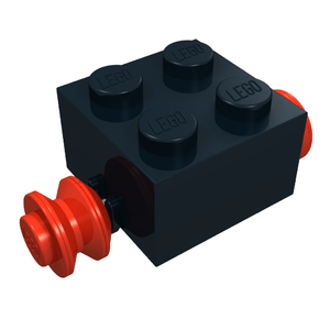 LEGO 3137c01 Brick, Modified 2 x 2 with Red Wheels for Single Tire in Black - Authentic LEGO Part