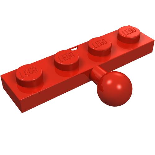 LEGO 3184 Plate, Modified 1 x 4 with Tow Ball in Red - Authentic LEGO Part