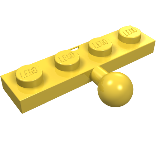 LEGO 3184 Plate, Modified 1 x 4 with Tow Ball in Yellow - Authentic LEGO Part