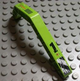 LEGO 32009pb006L Technic, Liftarm, Modified Bent Thick 1 x 11.5 Double with Worn '1' and Danger Stripes and Exhaust Vents Pattern Model Left (Stickers) - Set 8956 - Main Product Image