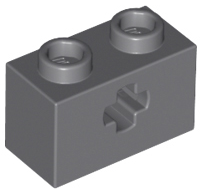 LEGO 32064 Light Bluish Gray Technic, Brick 1 x 2 with Axle Hole in Dark Bluish Gray - Authentic LEGO Part