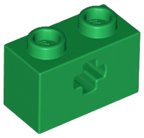 LEGO 32064 Light Bluish Gray Technic, Brick 1 x 2 with Axle Hole in Green - Authentic LEGO Part