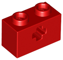LEGO 32064 Light Bluish Gray Technic, Brick 1 x 2 with Axle Hole in Red - Authentic LEGO Part