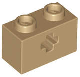 LEGO 32064 Light Bluish Gray Technic, Brick 1 x 2 with Axle Hole in Dark Tan - Authentic LEGO Part