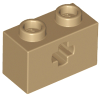 LEGO 32064 Light Bluish Gray Technic, Brick 1 x 2 with Axle Hole in Dark Tan - Authentic LEGO Part