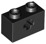 LEGO 32064 Light Bluish Gray Technic, Brick 1 x 2 with Axle Hole in Black - Authentic LEGO Part