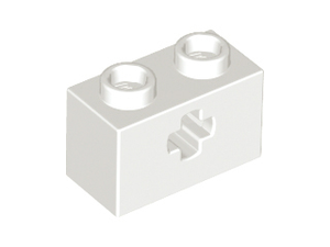 LEGO 32064 Light Bluish Gray Technic, Brick 1 x 2 with Axle Hole in White - Authentic LEGO Part