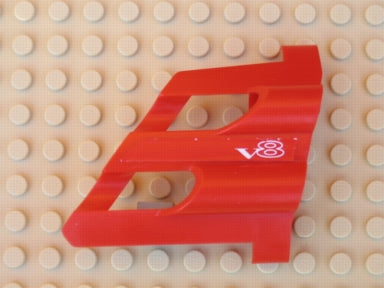 LEGO 32190pb02 Technic, Panel Fairing # 1 Large Short, Large Holes, Side A with White 'V8' Pattern (Sticker) - Set 8448 - Main Product Image