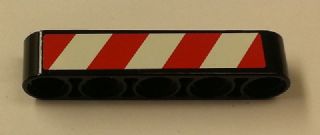 LEGO 32316pb014L Technic, Liftarm Thick 1 x 5 with Red and White Danger Stripes Pattern Model Left Side (Sticker) - Sets 42006 / 42042 - Main Product Image