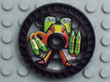 LEGO 32357pb01 Technic, Disk 5 x 5 - RoboRider Talisman Wheel, Toxic Mold with Robot Pattern - Main Product Image