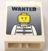 LEGO 3245bpb37 Brick 1 x 2 x 2 with Inside Axle Holder with &#39;WANTED&#39; and Jail Prisoner Minifigure Pattern (Sticker) - Set 7288 - Main Product Image