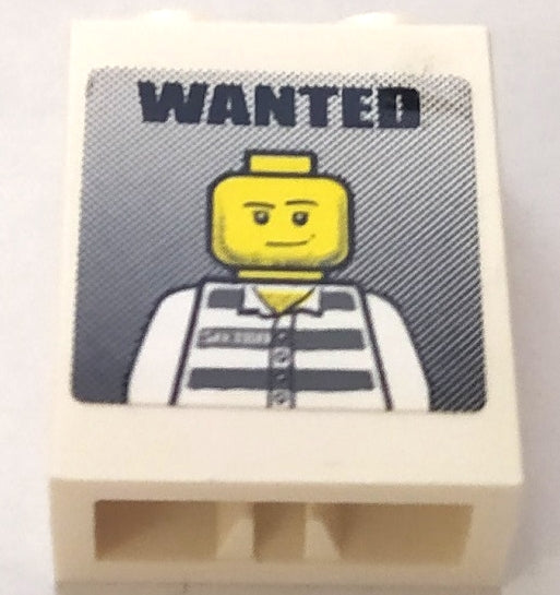 LEGO 3245bpb37 Brick 1 x 2 x 2 with Inside Axle Holder with &#39;WANTED&#39; and Jail Prisoner Minifigure Pattern (Sticker) - Set 7288 - Main Product Image