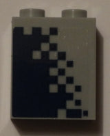 LEGO 3245cpb076R Brick 1 x 2 x 2 with Inside Stud Holder with Dark Blue Pixelated Gradient Pattern Model Right Side (Sticker) - Set 60197 - Main Product Image