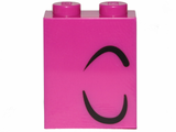 LEGO 3245cpb092 Brick 1 x 2 x 2 with Inside Stud Holder with Closed Eye Left, 2 Curled Black Lines print - Main Product Image