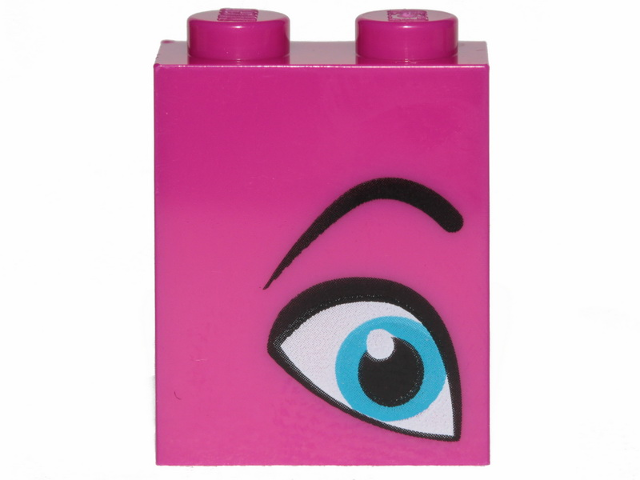LEGO 3245cpb094 Brick 1 x 2 x 2 with Inside Stud Holder with Blue Eye, Eyebrow Left print - Main Product Image