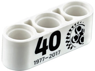 LEGO 32523pb11 Technic, Liftarm Thick 1 x 3 with Black '40', '1977-2017' and 24 Tooth Gear Pattern - Main Product Image
