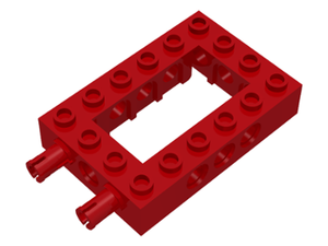 LEGO 32531c01 Technic, Brick 4 x 6 Open Center with 2 Fixed Rotatable Friction Pins on End in Red - Authentic LEGO Part