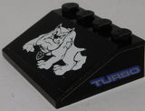 LEGO 3297pb048 Slope 33 3 x 4 with Bulldog (Pit Bull) and 'TURBO' on Both Sides Pattern (Stickers) - Set 8182 - Main Product Image