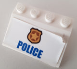 LEGO 3297pb052 Slope 33 3 x 4 with Gold Badge and Blue 'POLICE' Pattern (Sticker) - Set 60140 - Main Product Image